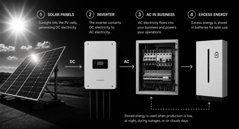 How solar panels produce energy in your business and home